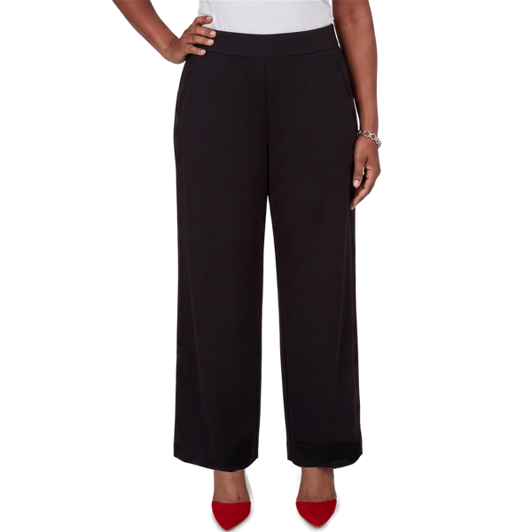 Petite Ruby Rd. Mysterious Romance Scallop Detail Wide Leg Pants