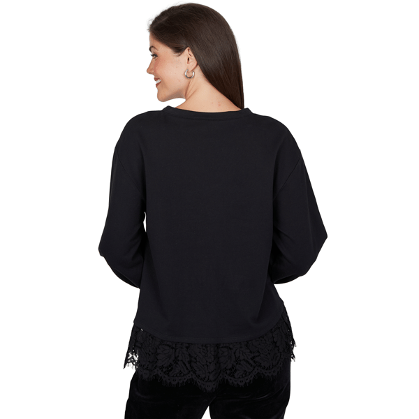 Petite Ruby Rd. Mysterious Romance Lace Trim V-Neck Blouse alternate view