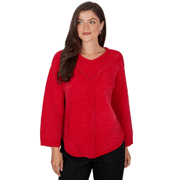 Petite Ruby Rd. Mysterious Romance Chenille V-Neck Sweater