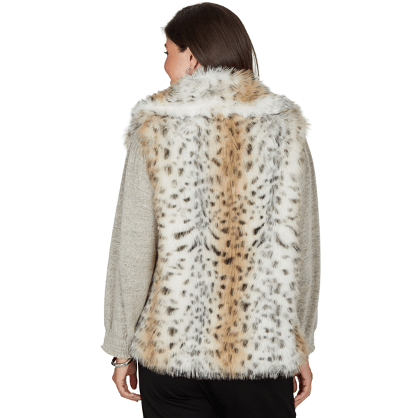 Womens Ruby Rd. Mythical Snow Leopard Faux Fur Vest alternate view