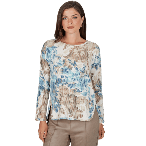 Womens Ruby Rd. Mythical Long Sleeve Winter Bouquet Blouse