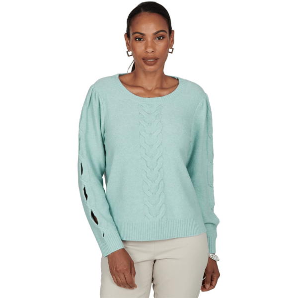 Womens Ruby Rd. Mythical Long Open Sleeve Cable Knit Sweater