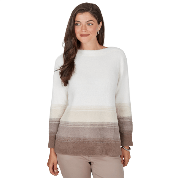 Womens Ruby Rd. Mythical Long Sleeve Ombre Eyelash Sweater