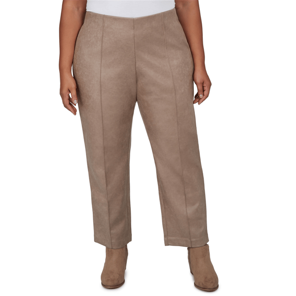 Plus Size Ruby Rd. Mythical Front Seam Suede Ponte Pull On Pants