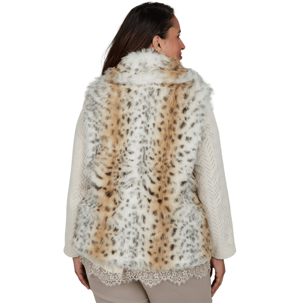 Plus Size Ruby Rd. Mythical Snow Leopard Faux Fur Vest alternate view