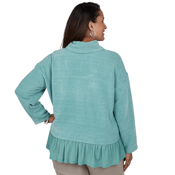 Plus Size Ruby Rd. Mythical Long Sleeve Drawstring Neck Sweater alternate view