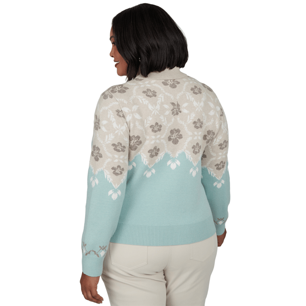 Plus Size Ruby Rd. Mythical Floral Fair Isle Turtleneck Sweater alternate view
