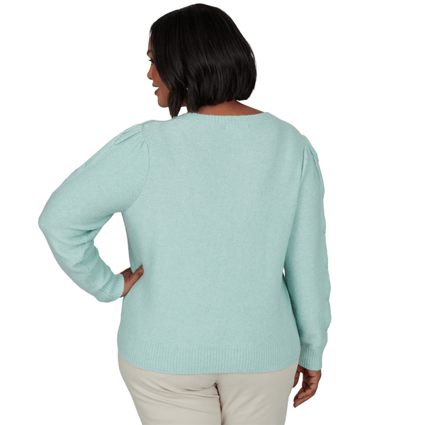 Plus Size Ruby Rd. Mythical Long Open Sleeve Cable Knit Sweater alternate view
