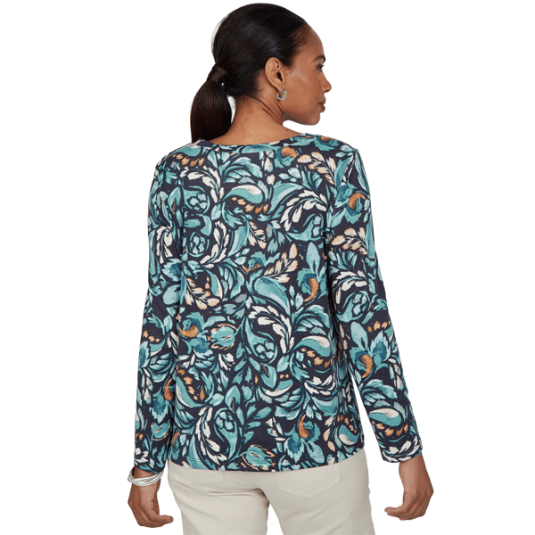 Petite Ruby Rd. Mythical Long Sleeve Abstract Swirl Blouse alternate view