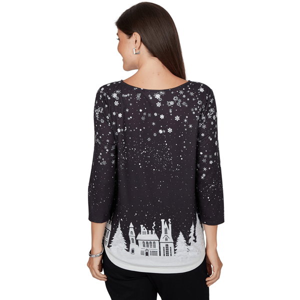Womens Ruby Rd. Happy Holidays Santa's Sleigh Scenic Tee alternate view
