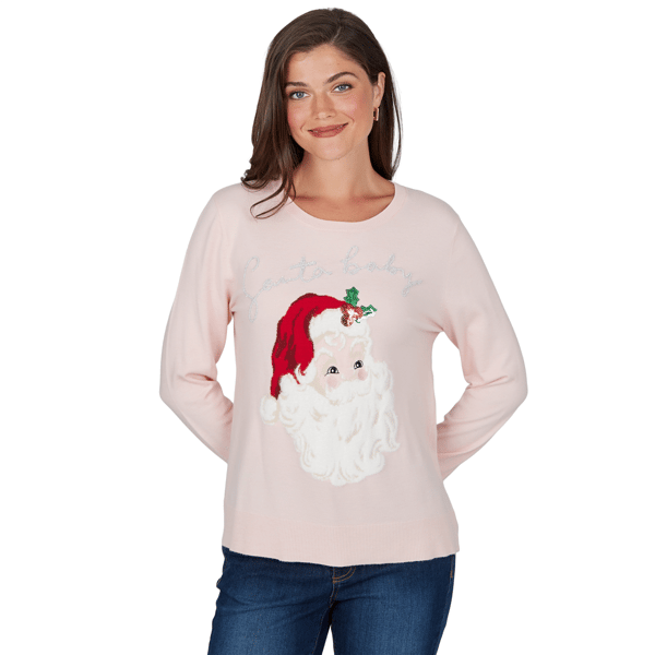 Womens Ruby Rd. Happy Holidays Santa Baby Christmas Sweater