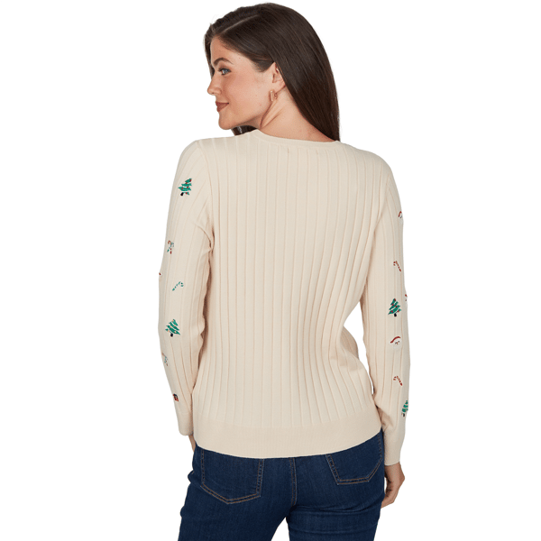 Womens Ruby Rd. Happy Holidays Embroidered Christmas Sweater alternate view