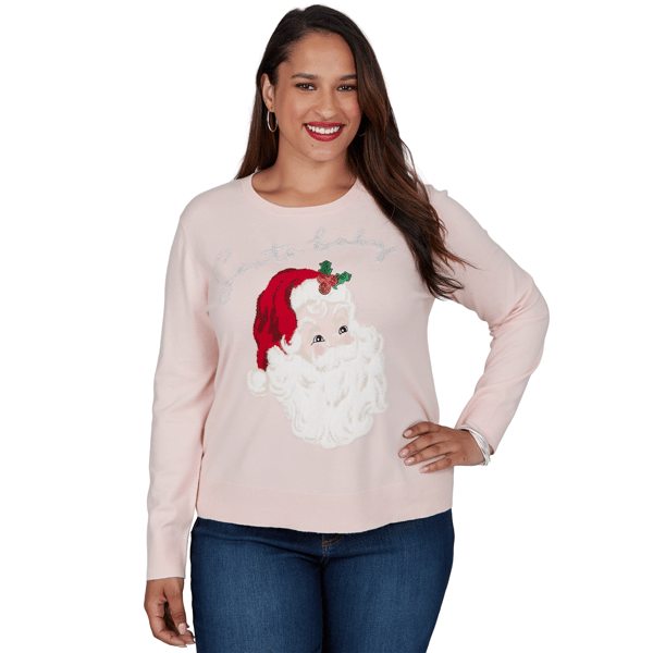 Plus Size Ruby Rd. Happy Holidays Santa Baby Christmas Sweater