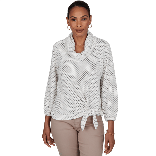 Petite Ruby Rd. Happy Holidays Cowl Neck Honeycomb Sweater