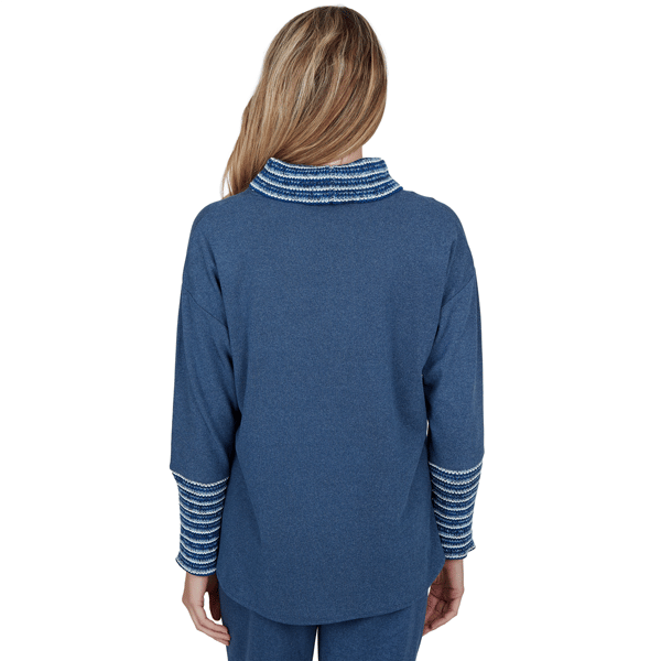 Womens Ruby Rd. Premium Luxe Rib Cowl Neck Fair Isle Sweater alternate view