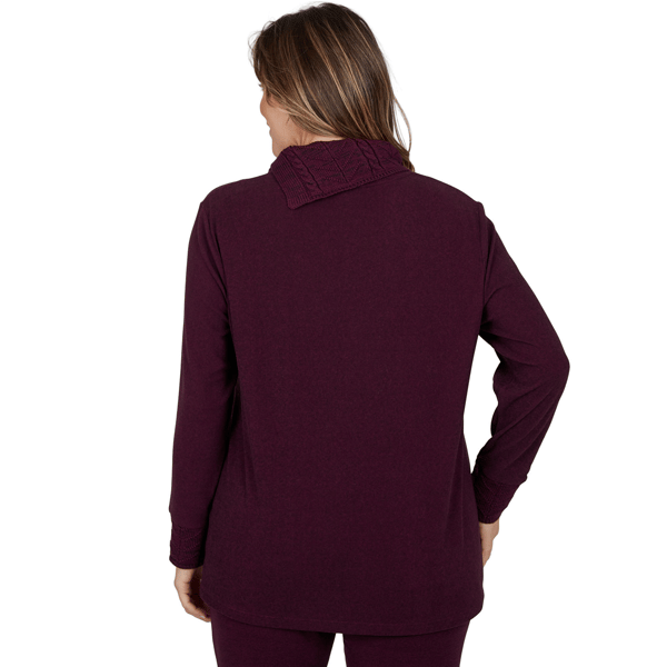 Plus Size Ruby Rd. Premium Luxe Rib Cable Knit Trim Sweater alternate view