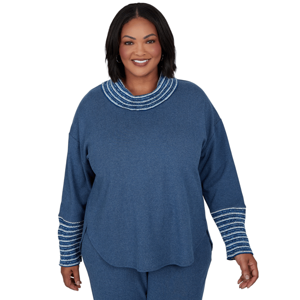 Plus Size Ruby Rd. Premium Luxe Rib Cowl Neck Fair Isle Sweater
