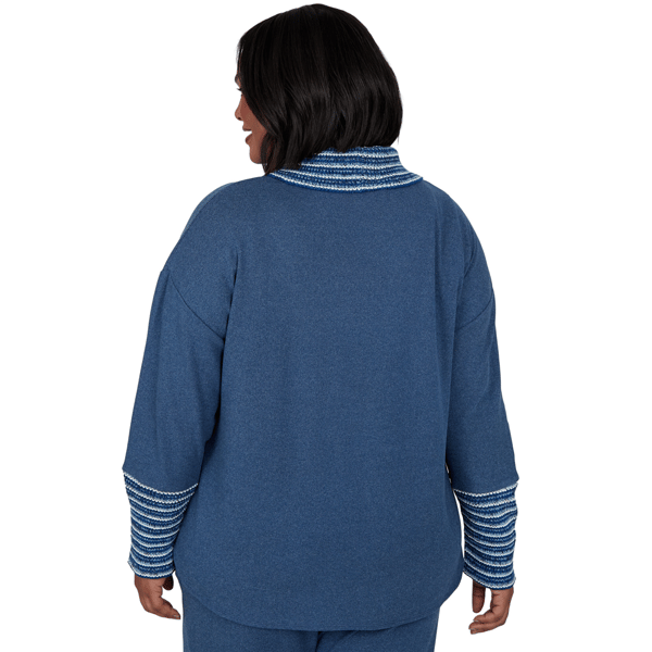 Plus Size Ruby Rd. Premium Luxe Rib Cowl Neck Fair Isle Sweater alternate view