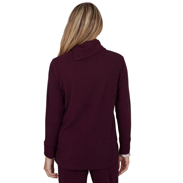 Petite Ruby Rd. Premium Luxe Rib Cable Knit Trim Sweater alternate view