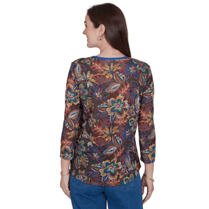 Womens Ruby Rd. Game of Luxe 3/4 Sleeve Floral Tee alternate view
