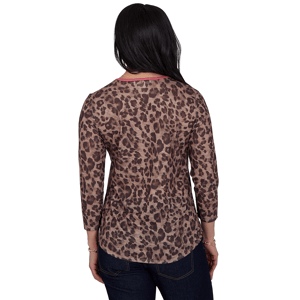 Womens Ruby Rd. Game of Luxe 3/4 Sleeve Cheetah Tee alternate view