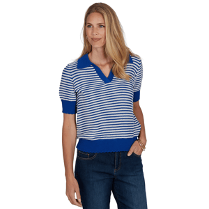 Womens Ruby Rd. Game of Luxe Short Sleeve Stripe Sweater