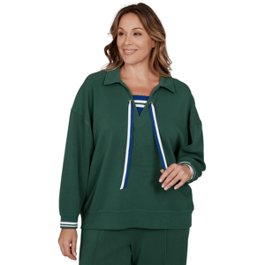 Plus Size Ruby Rd. Game of Luxe Stripe Trim Sweatshirt
