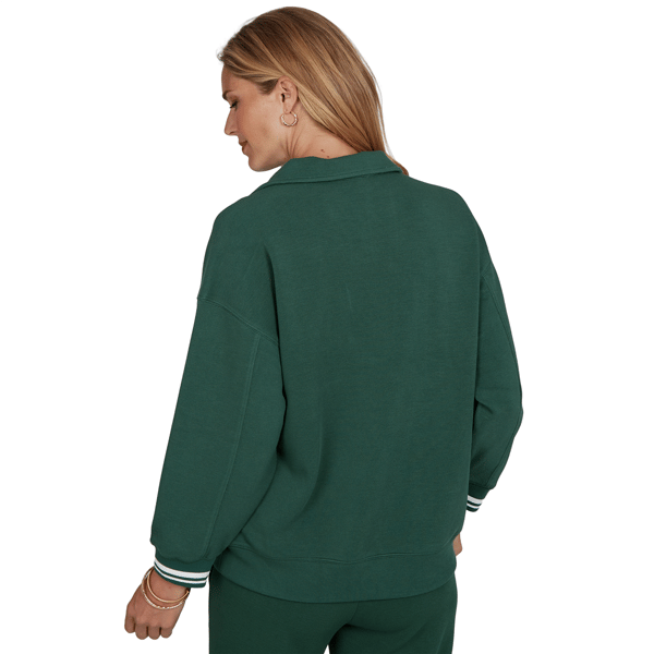 Petite Ruby Rd. Game of Luxe Stripe Trim Sweatshirt alternate view