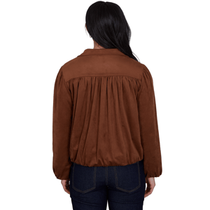 Womens Ruby Rd. English Countryside Faux Suede Bomber Jacket alternate view