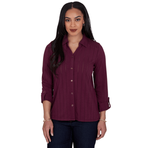 Womens Ruby Rd. English Countryside Roll Tab Sleeve Blouse