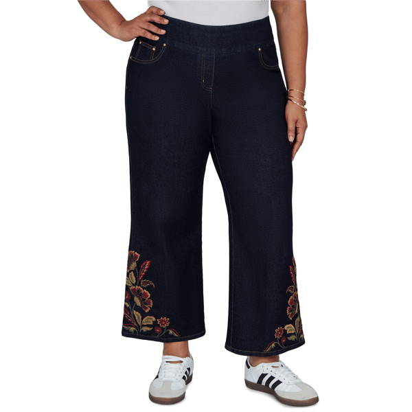 Plus Size Ruby Rd. English Countryside Embroidered Hem Jeans