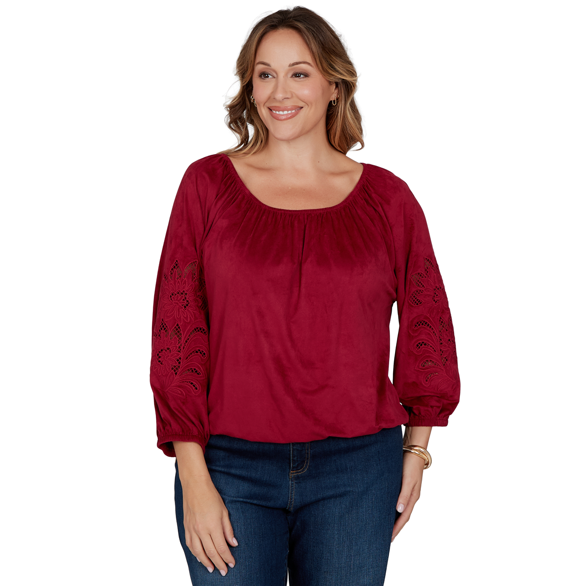 Plus Size Ruby Rd. English Countryside Floral Cutout Blouse