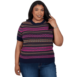 Plus Size Ruby Rd. English Countryside Mixed Fair Isle Sweater