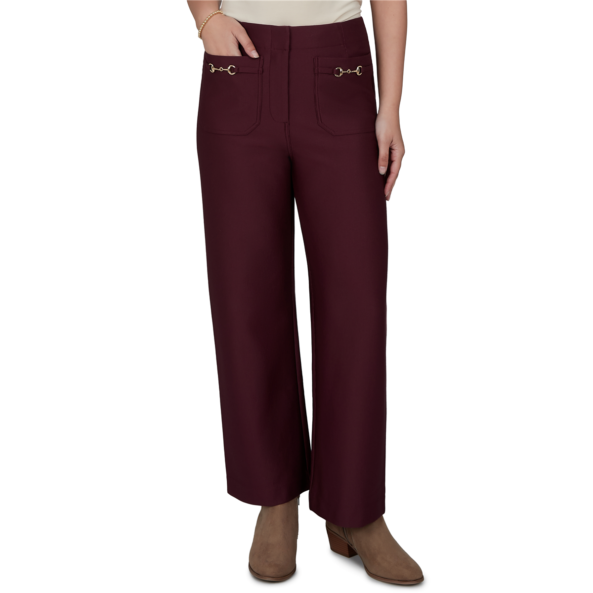 Petite Ruby Rd. English Countryside Solid Pique Knit Pants