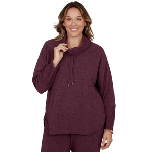 Plus Size Ruby Rd. Premium Cozy Knit Cowl Neck Solid Sweater