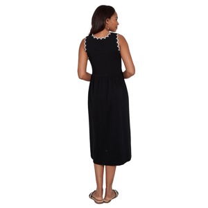 Petite Ruby Rd. Tropical Noir Sleeveless Scallop Trim Midi Dress alternate view