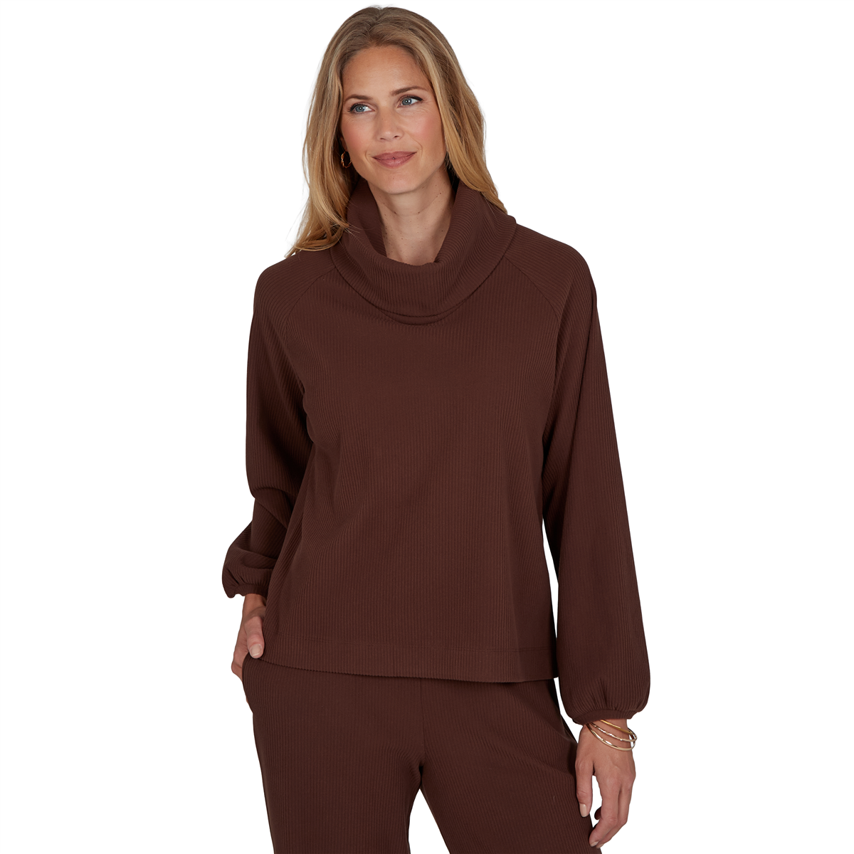 Petite Ruby Rd. Premium Rib Knit Long Sleeve Sweater