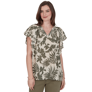 Womens Ruby Rd. Sedona Escape Flutter Sleeve Tropical Blouse