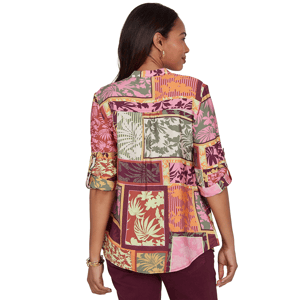Womens Ruby Rd. Sedona Escape Tropical Patchwork Voile Blouse alternate view