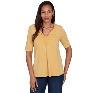 Womens Ruby Rd. Sedona Escape V Neck Soutache Trim Blouse