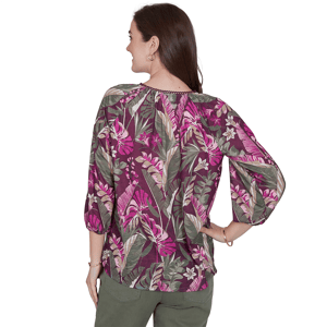 Womens Ruby Rd. Sedona Escape Tropical Tassel Neck Blouse alternate view