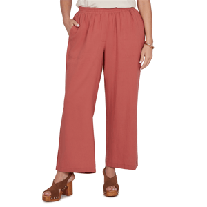 Plus Size Ruby Rd. Sedona Escape Lace Trim Pull On Wide Leg Pants