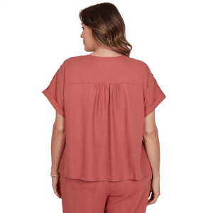 Plus Size Ruby Rd. Sedona Escape Short Sleeve Pleated Blouse alternate view