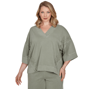 Plus Size Ruby Rd. Sedona Escape Tropical Embroidery Sweatshirt
