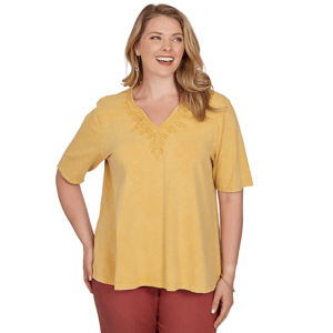 Plus Size Ruby Rd. Sedona Escape V Neck Soutache Trim Blouse