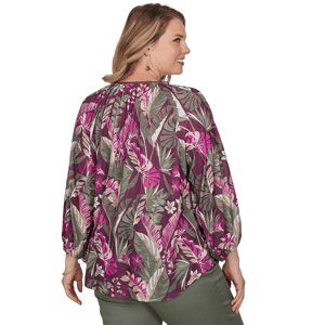 Plus Size Ruby Rd. Sedona Escape Tropical Tassel Neck Blouse alternate view