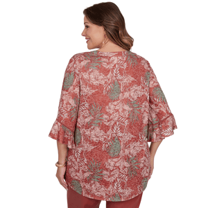 Plus Size Ruby Rd. Sedona Escape Tropical Burnout Henley Blouse alternate view