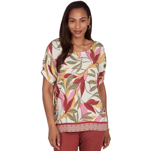 Petite Ruby Rd. Sedona Escape Short Sleeve Leaf Blouse