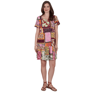 Petite Ruby Rd. Sedona Escape Tropical Patchwork Shift Dress