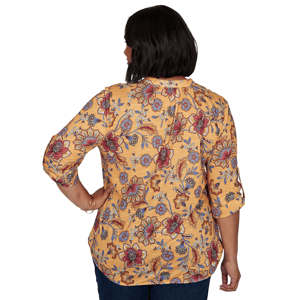 Plus Size Ruby Rd. Must Haves Roll Tab Sleeve Floral Vines Blouse alternate view